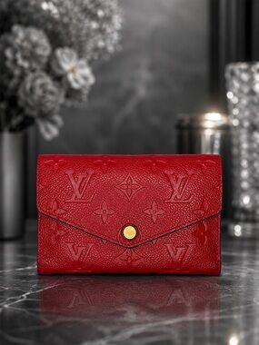 Louis Vuitton Curieuse Compact Wallet Cherry Red Monogram Empreinte Leather